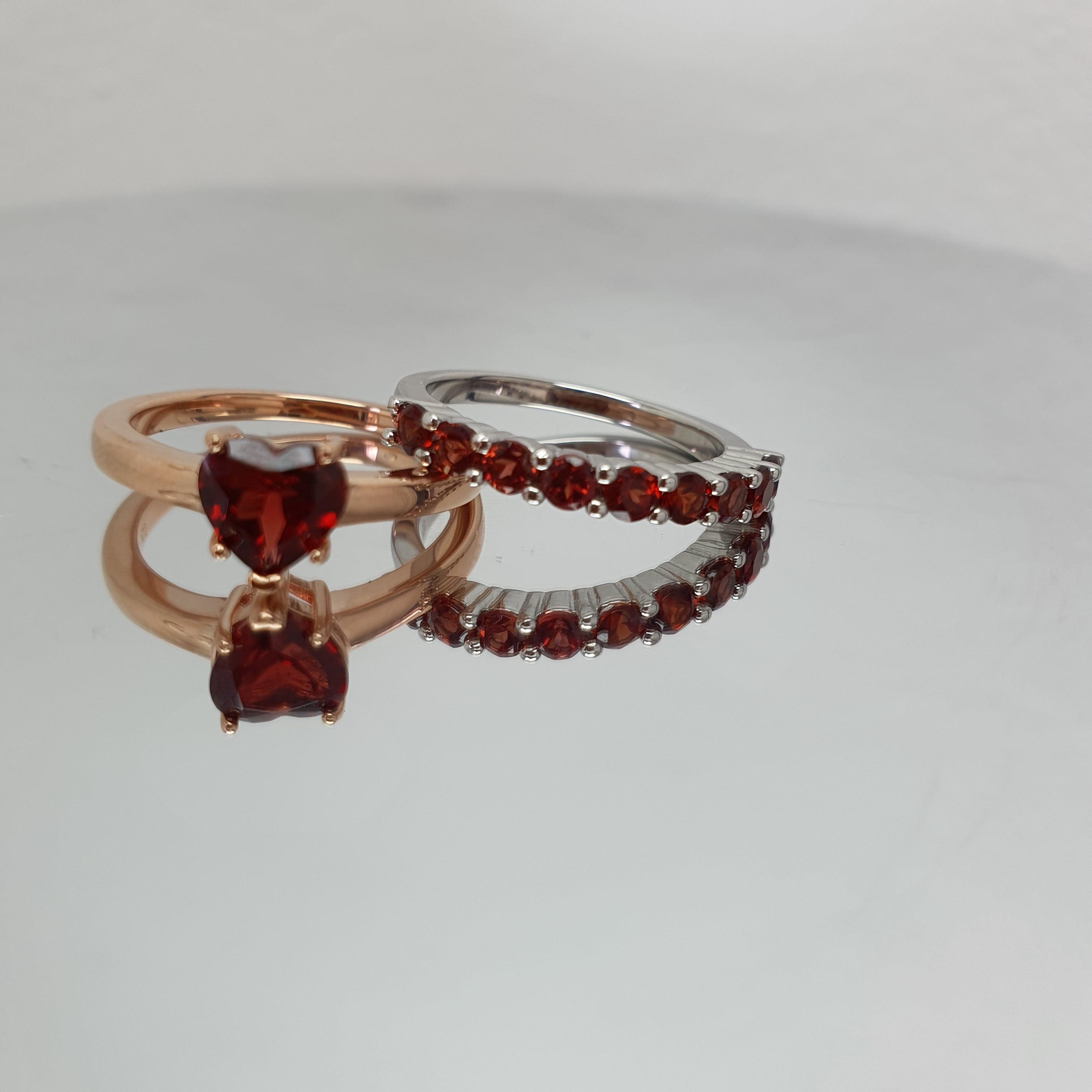 Heart Ring & Stackable Ruby Ring