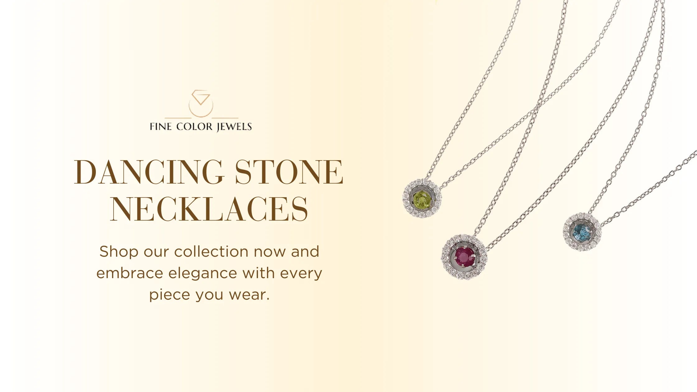 Dancing stone halo necklace