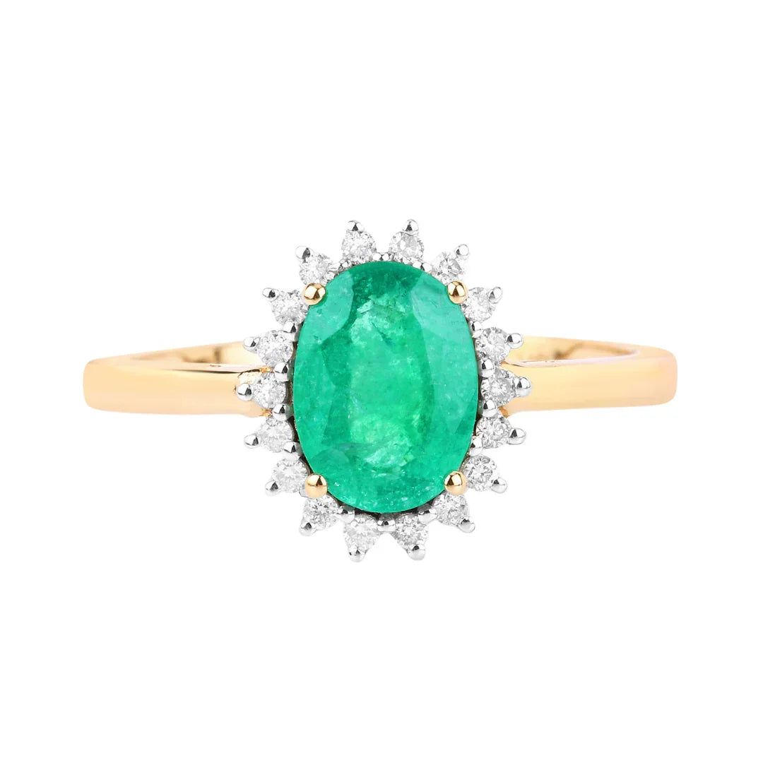Genuine Zambian Emerald Diamond 10K Ring