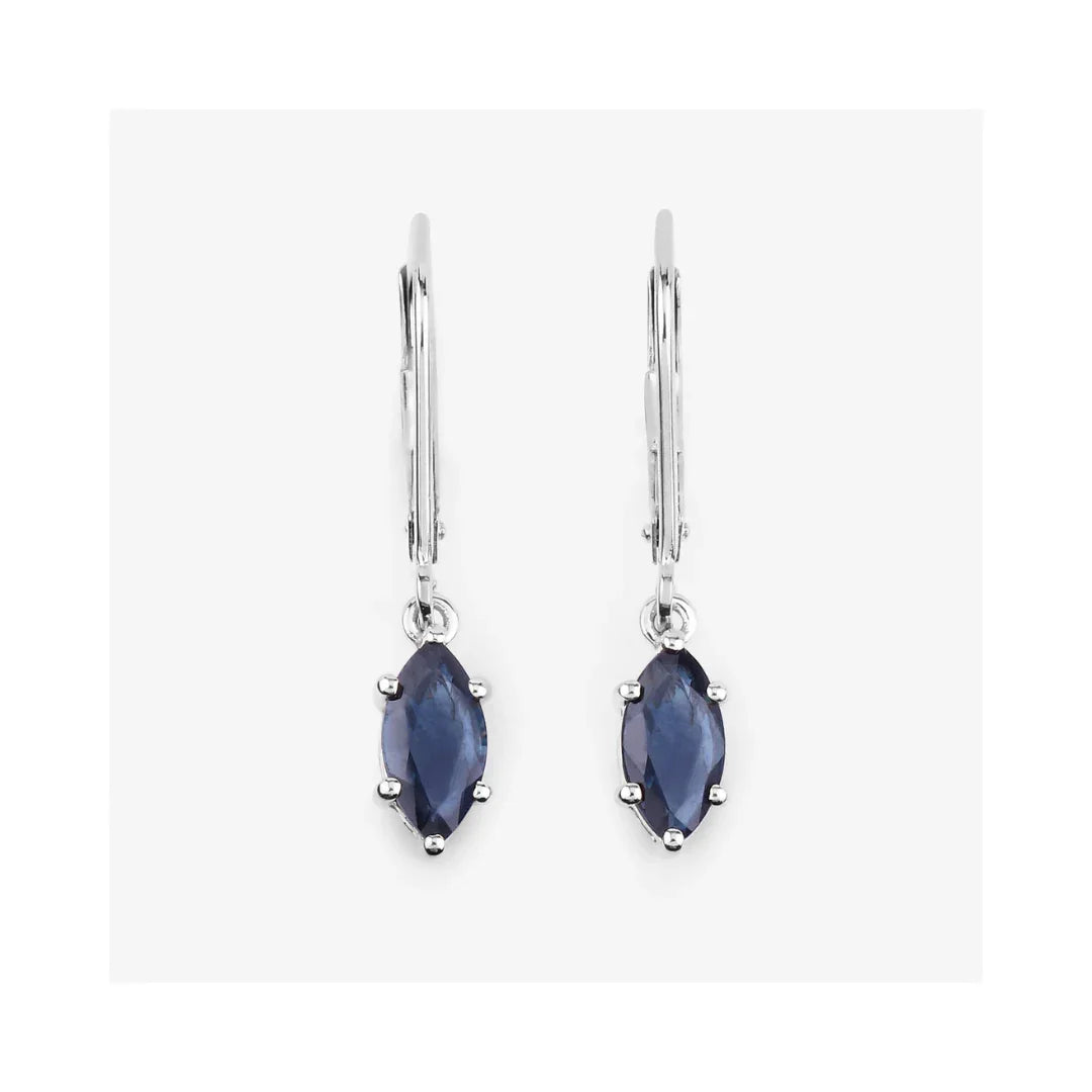 Genuine Blue Sapphire 10K Dangle Earrings