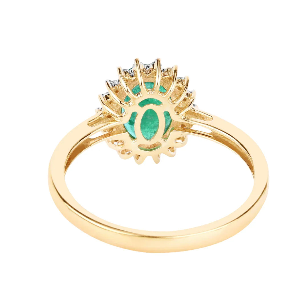Genuine Zambian Emerald Diamond 10K Ring
