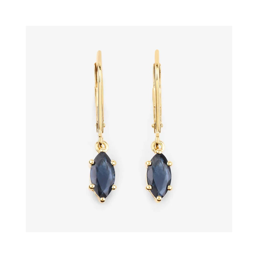 Genuine Blue Sapphire 10K Dangle Earrings