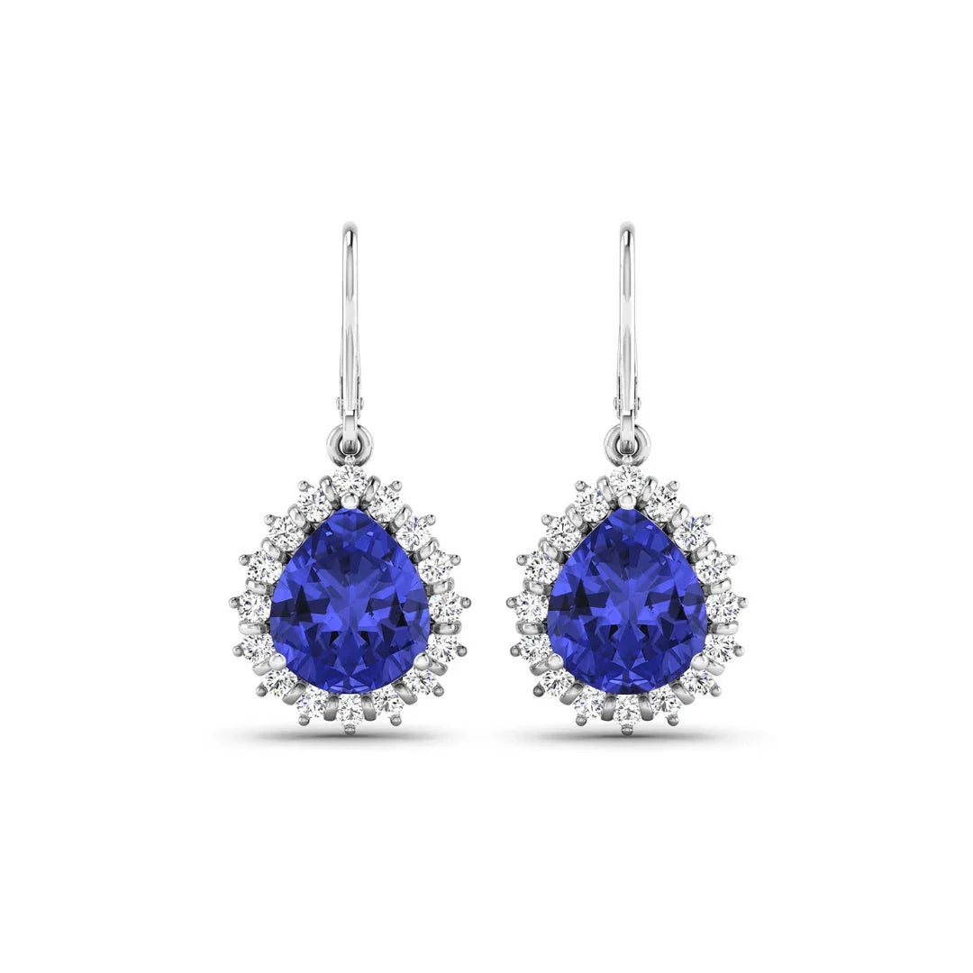 Genuine Tanzanite and Diamond Dangle Earrings