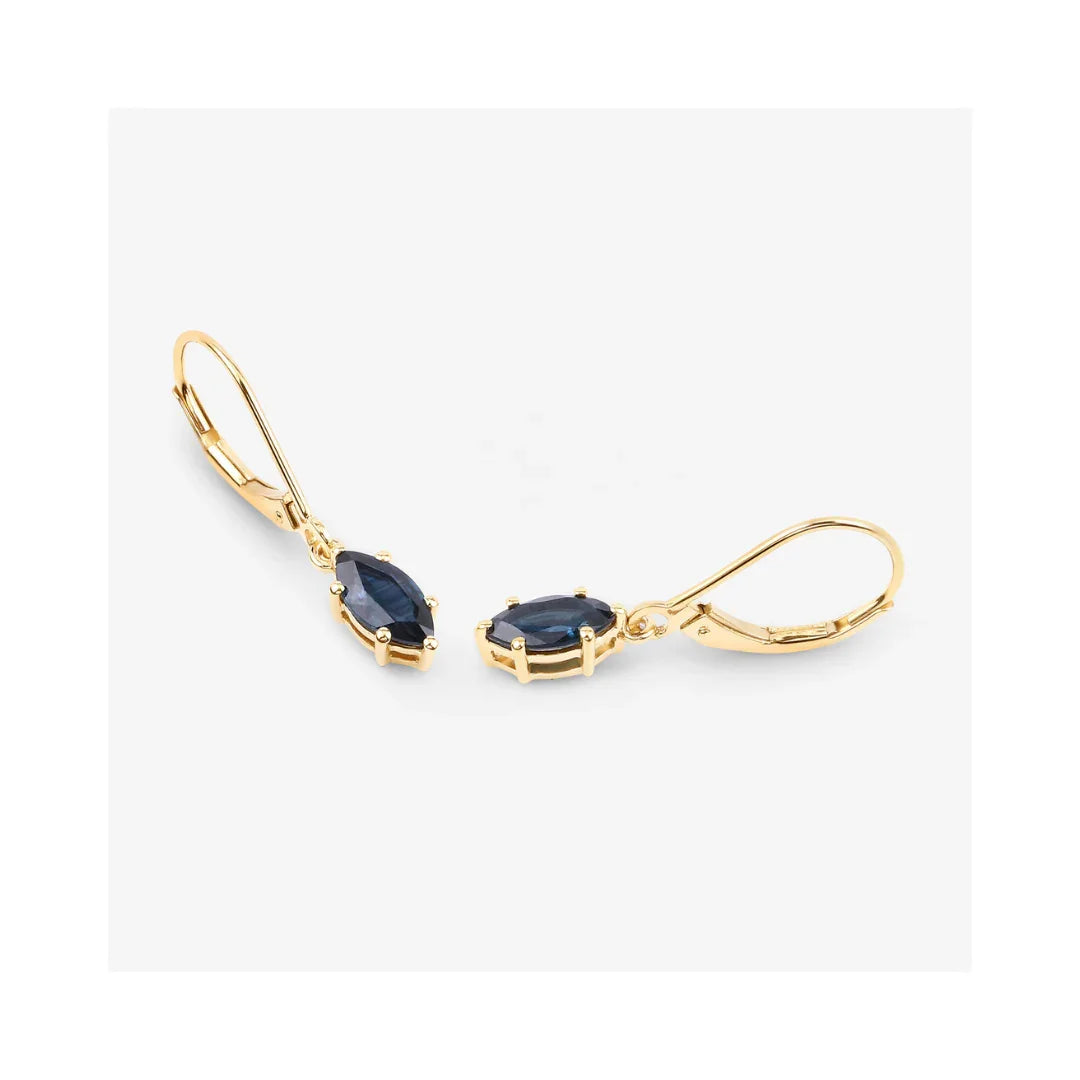 Genuine Blue Sapphire 10K Dangle Earrings