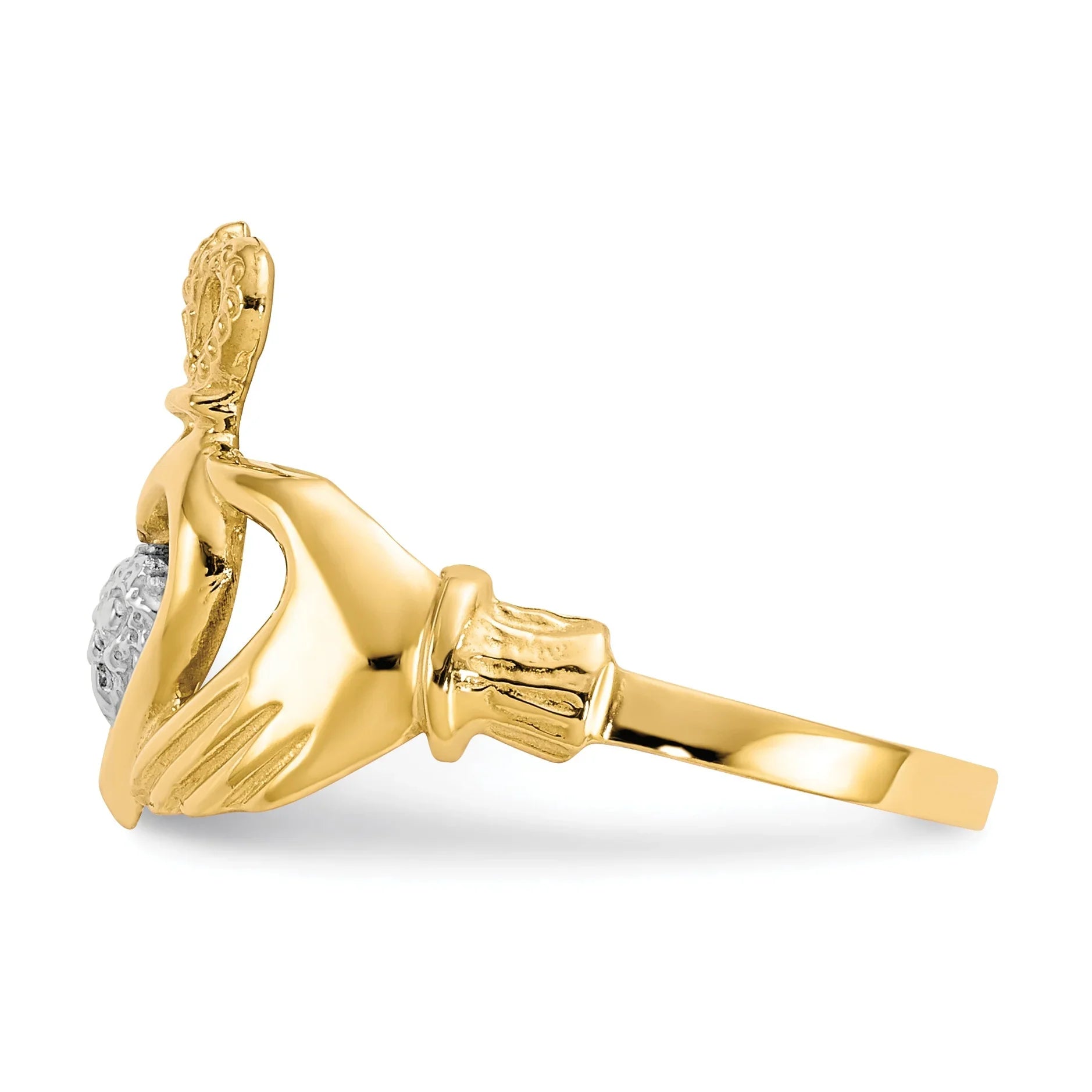 10k Gold and Rhodium Claddagh Ring