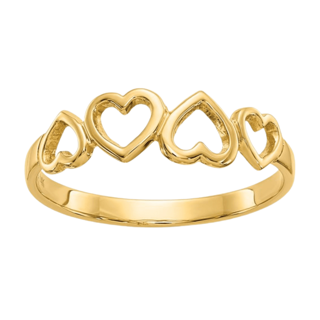 Bague coeur en or jaune 10 carats