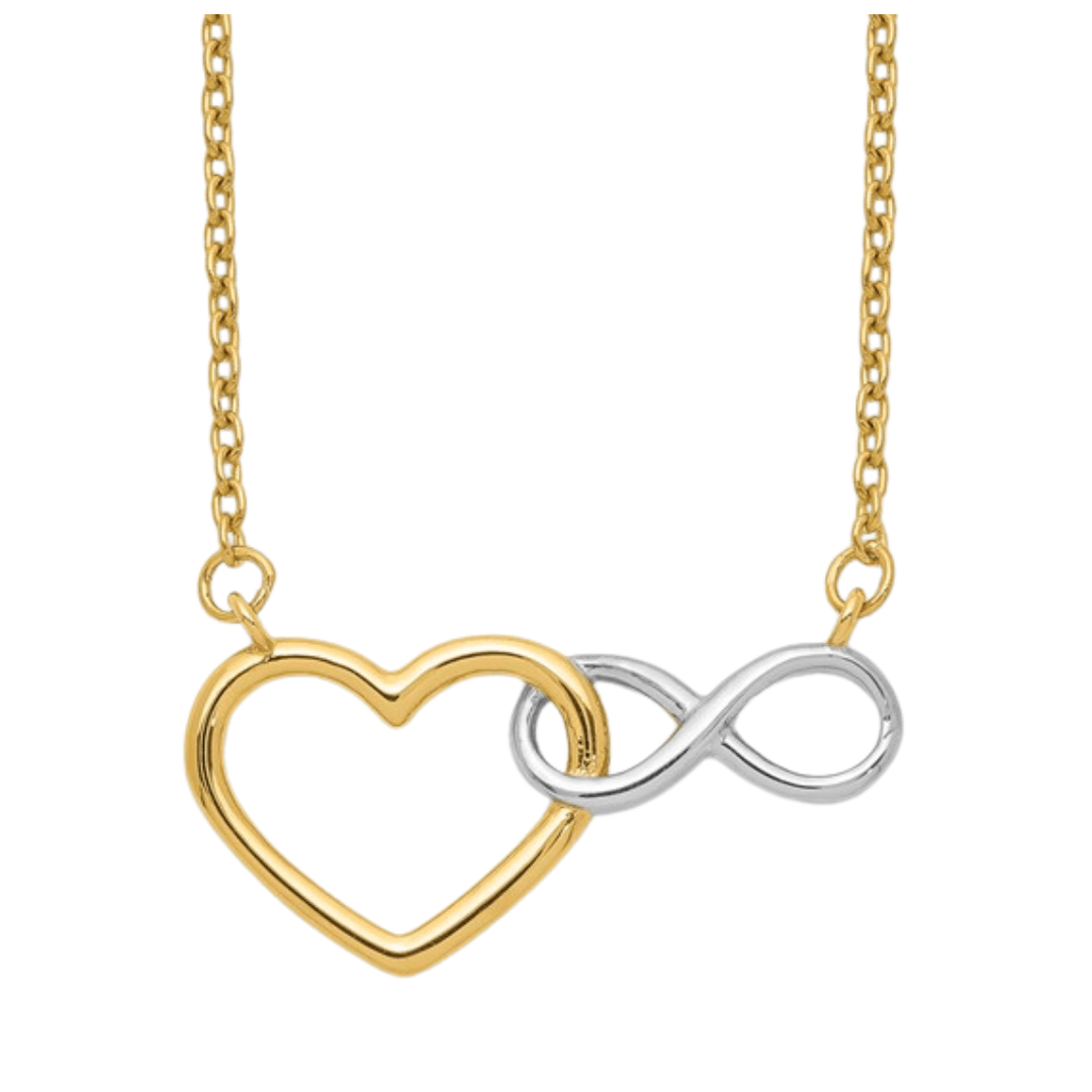 Collar con colgante de corazón infinito en oro de 10 quilates