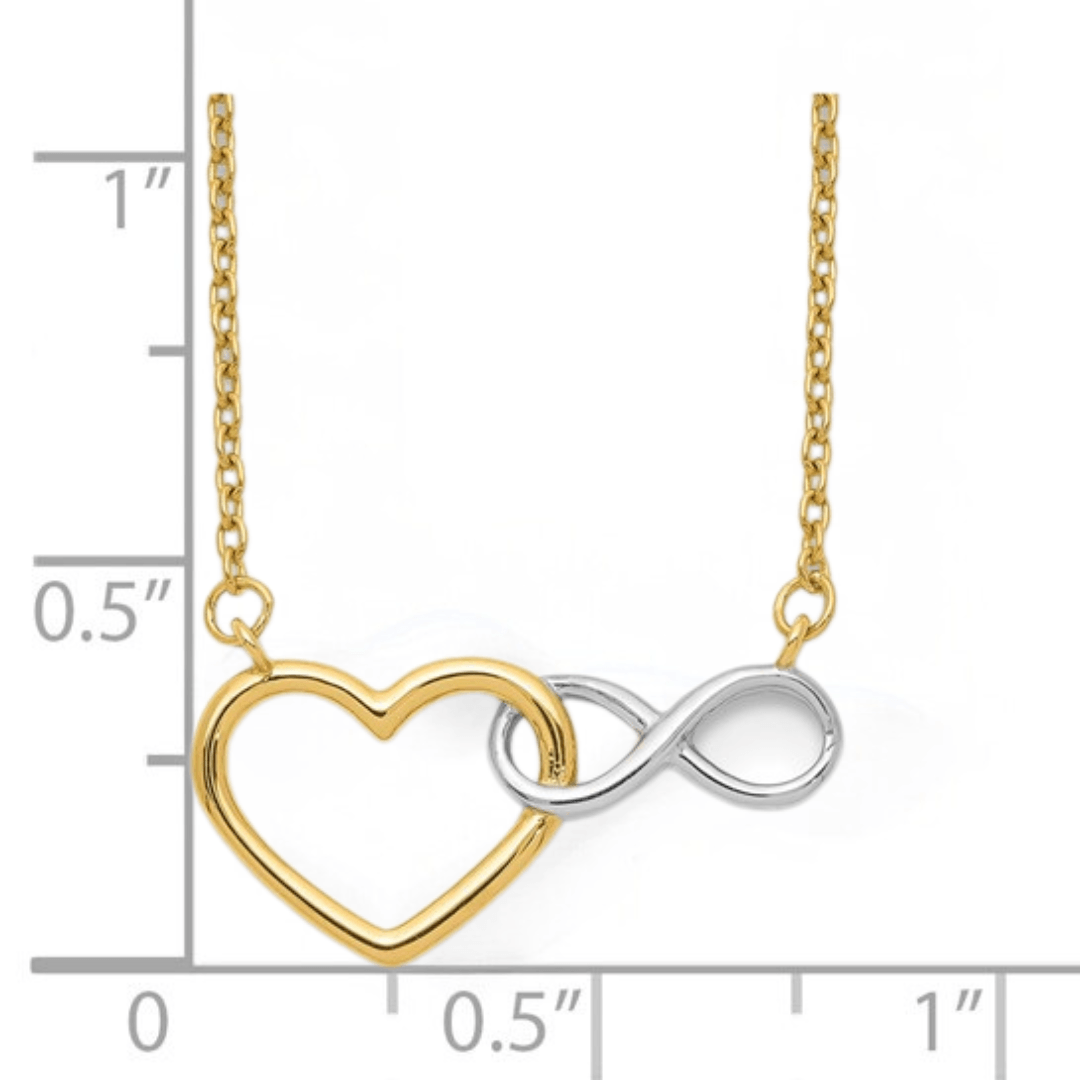 Collar con colgante de corazón infinito en oro de 10 quilates