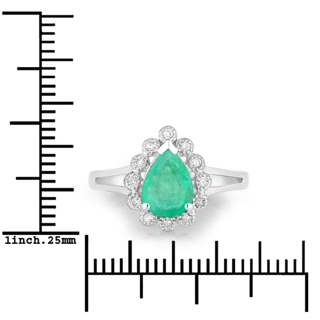 Genuine Zambian Emerald Diamond Halo Ring