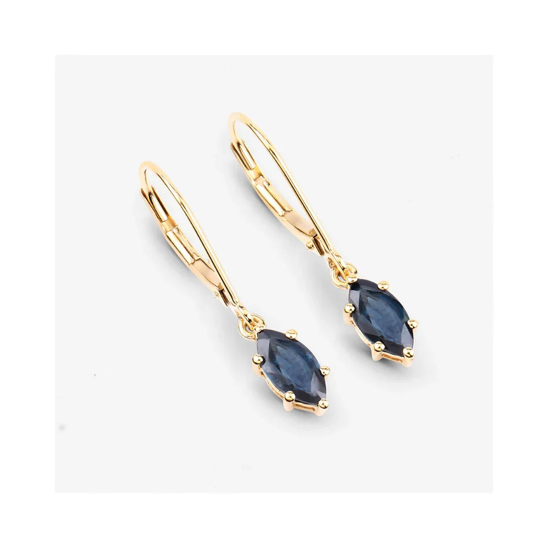 Genuine Blue Sapphire 10K Dangle Earrings