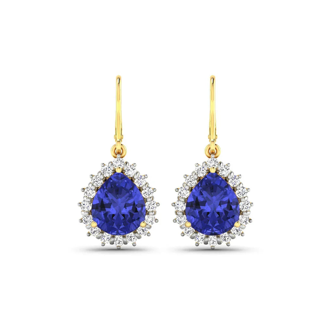 Genuine Tanzanite and Diamond Dangle Earrings
