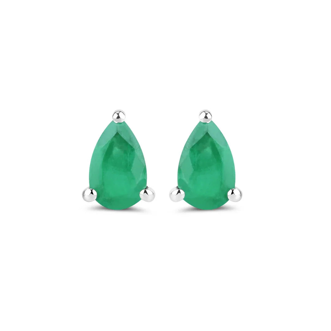 Genuine Zambian Emerald 10K Studs Earrings