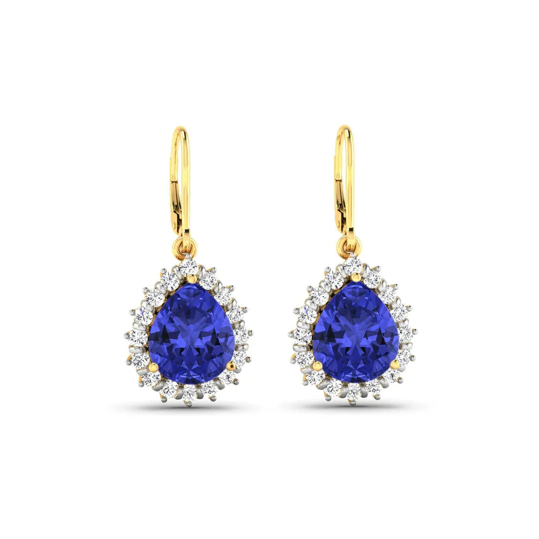 Genuine Tanzanite and Diamond Dangle Earrings