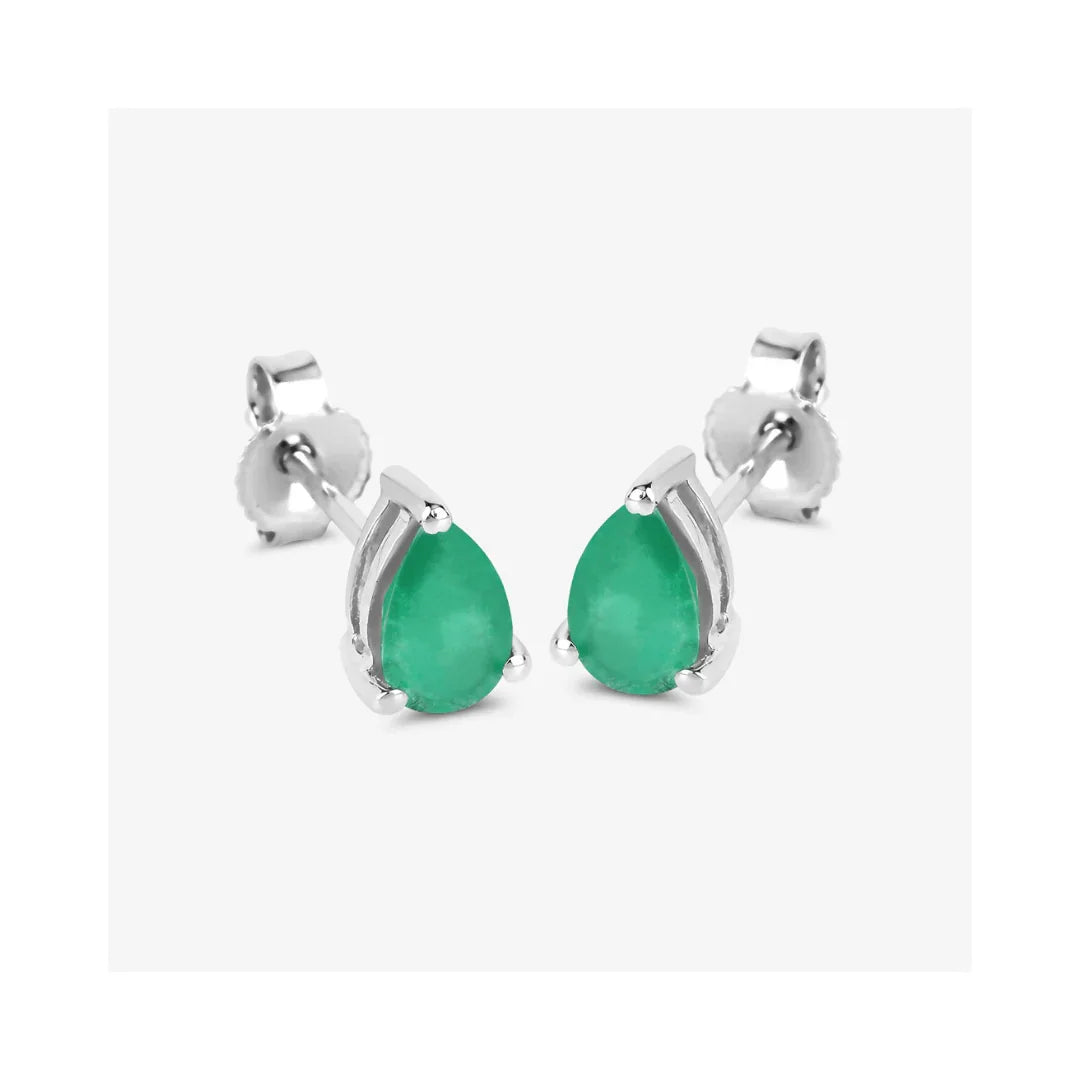 Genuine Zambian Emerald 10K Studs Earrings