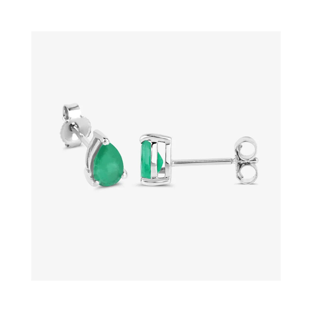 Genuine Zambian Emerald 10K Studs Earrings
