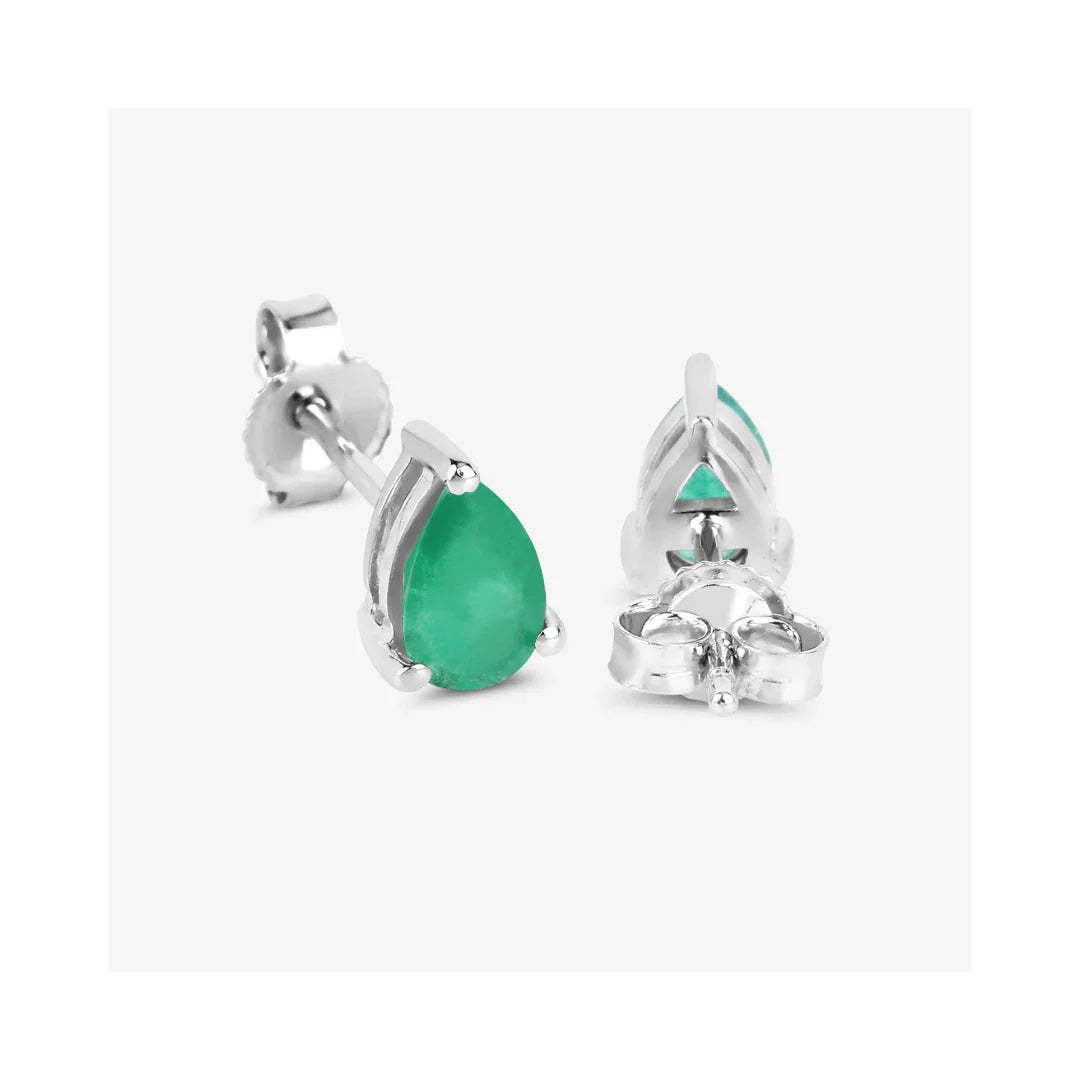 Genuine Zambian Emerald 10K Studs Earrings