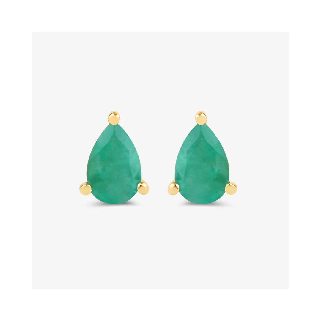 Genuine Zambian Emerald 10K Studs Earrings