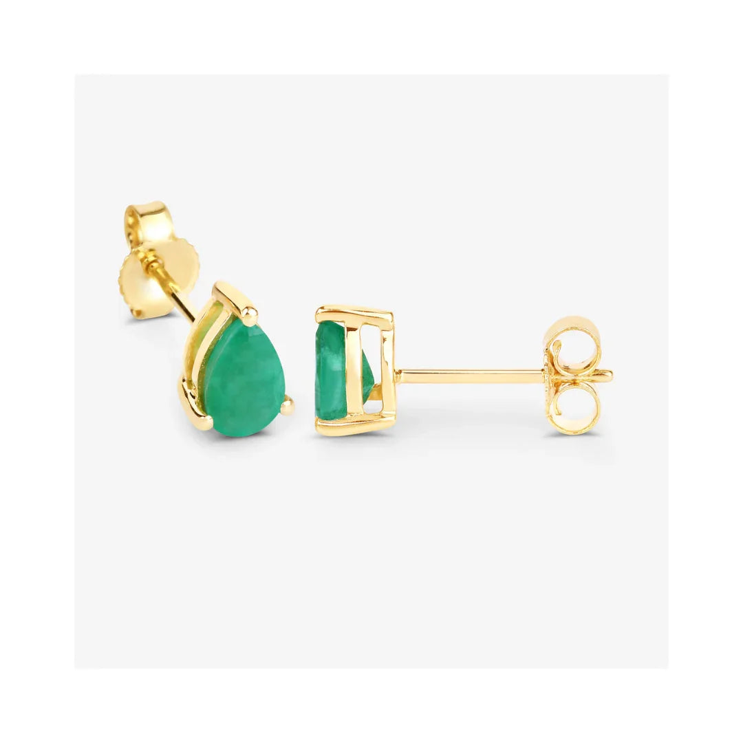 Genuine Zambian Emerald 10K Studs Earrings