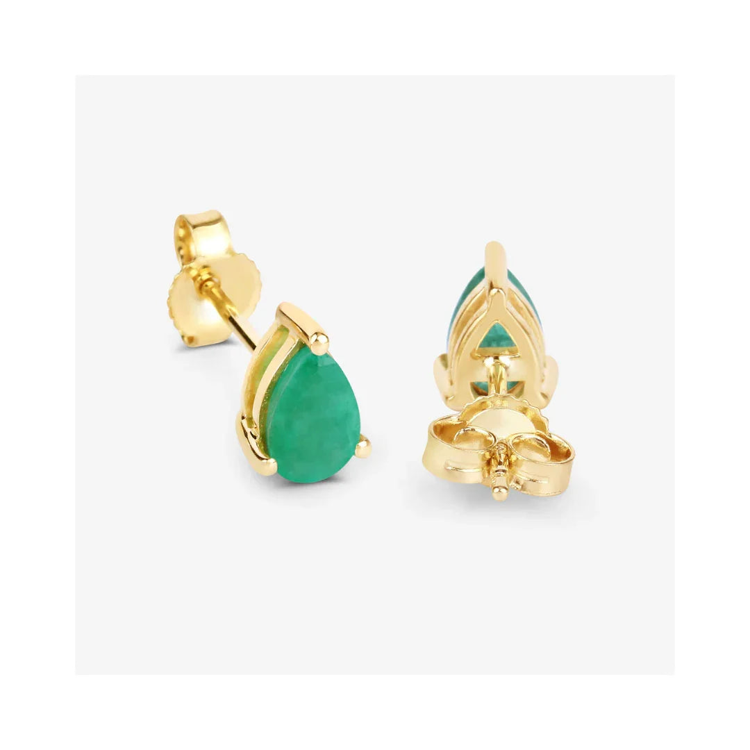 Genuine Zambian Emerald 10K Studs Earrings