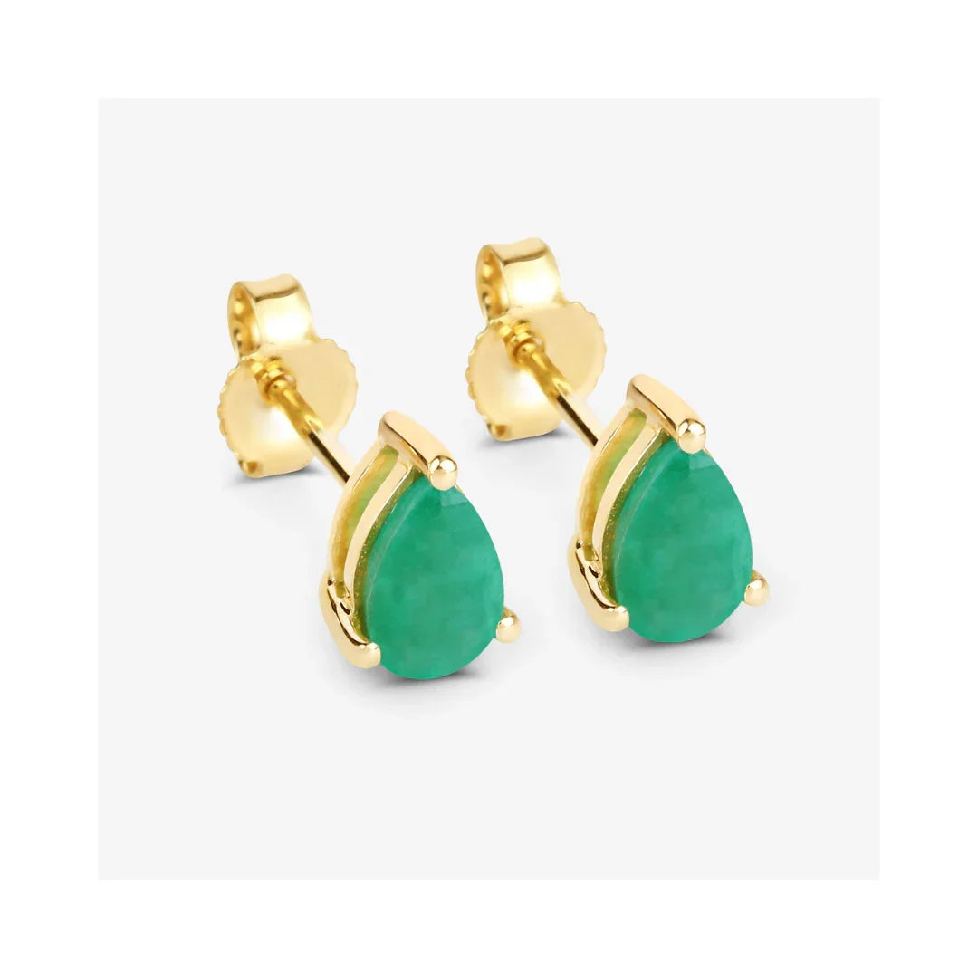 Genuine Zambian Emerald 10K Studs Earrings