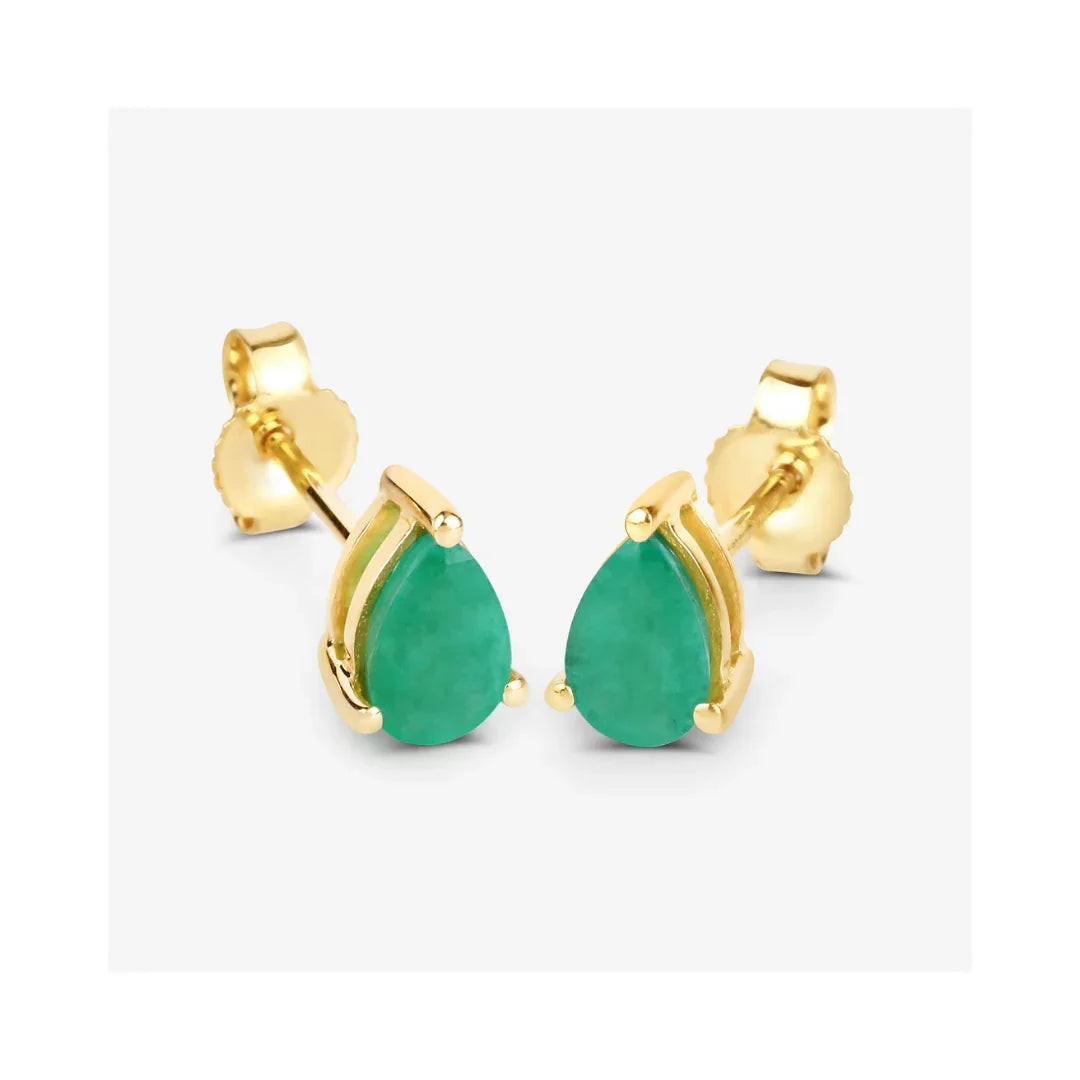 Genuine Zambian Emerald 10K Studs Earrings