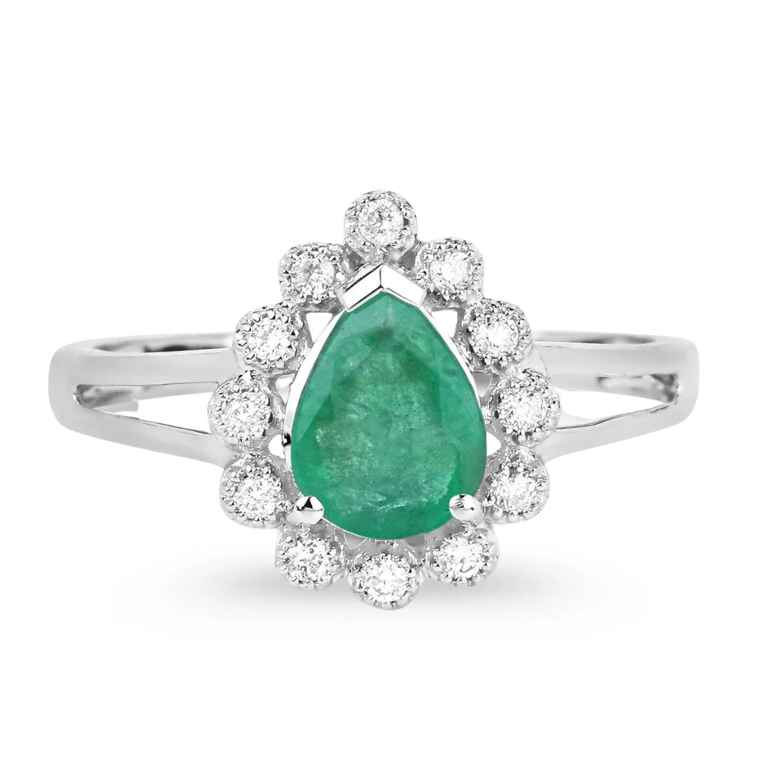 Genuine Zambian Emerald Diamond Halo Ring
