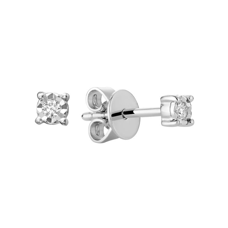 Illusion Natural Diamond Stud Earrings 10k Gold