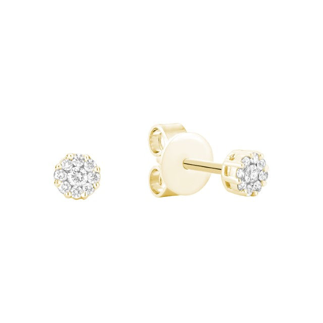 14k Gold Natural Diamond Cluster Studs Earrings