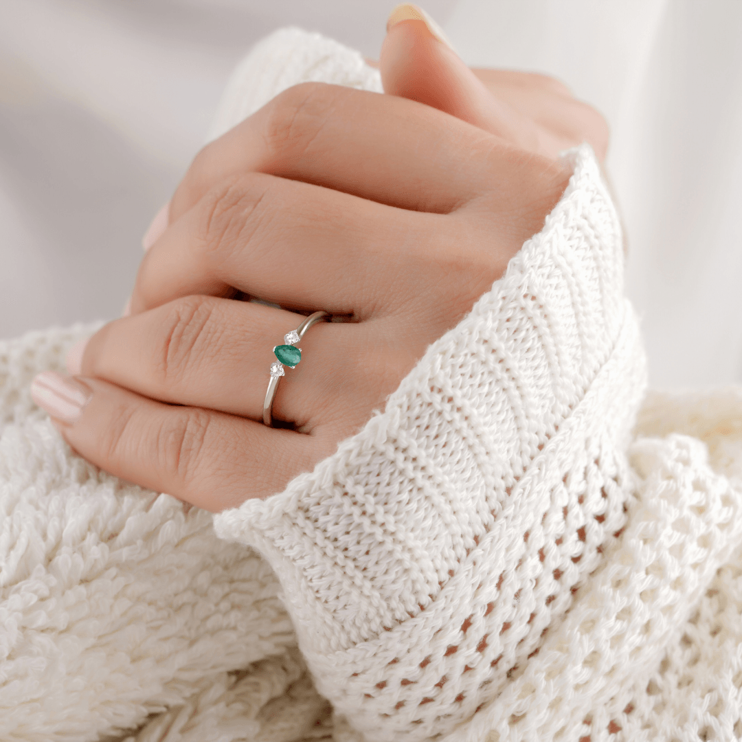 Natural beryl ring, May birthstone ring, gift for her, gift for mom