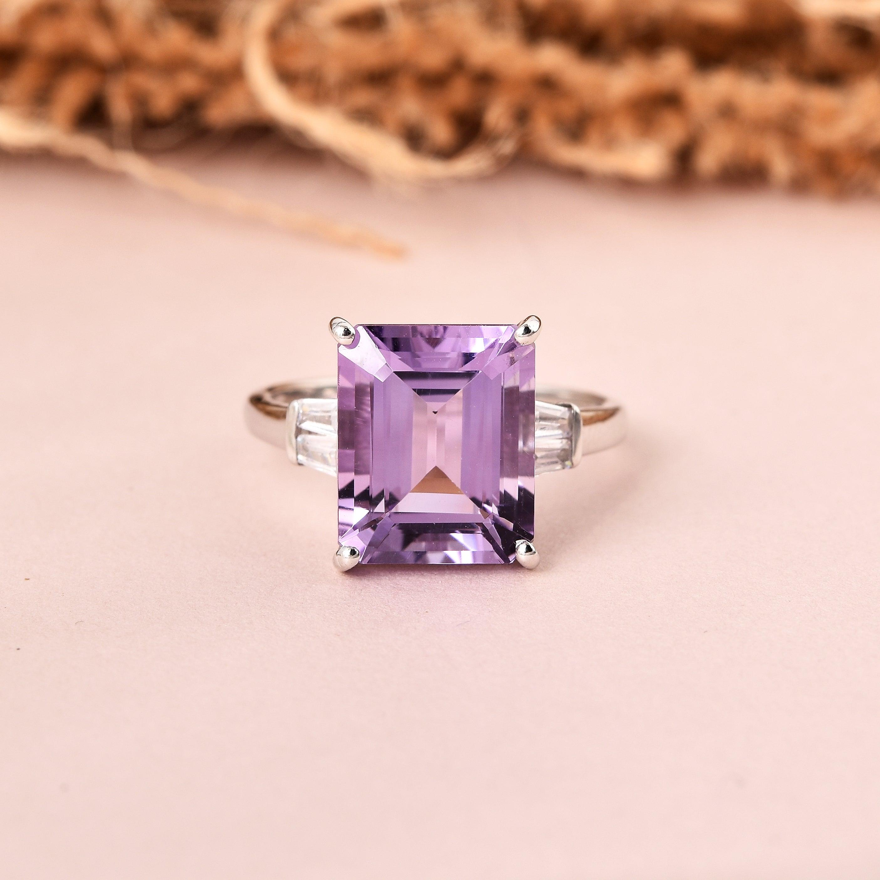 purple Amethyst Ring Large Amethyst Ring February Birthstone purple cocktail ring purple silver ring natural amethyst ring gift for her purple jewlery gift feb birthday gift purple statement match ring for gown purple amethyst gift ring gift for women