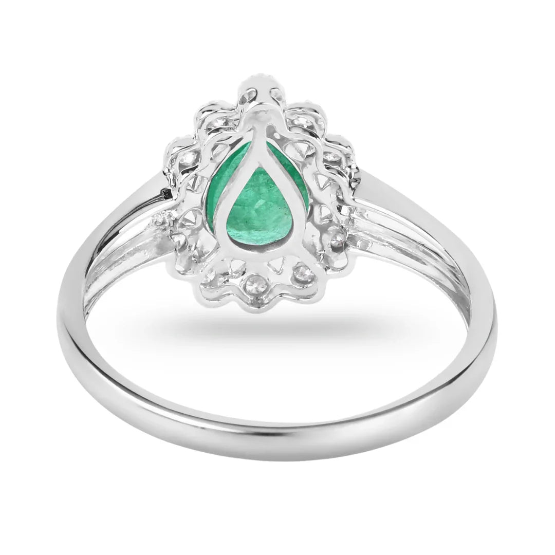 Genuine Zambian Emerald Diamond Halo Ring