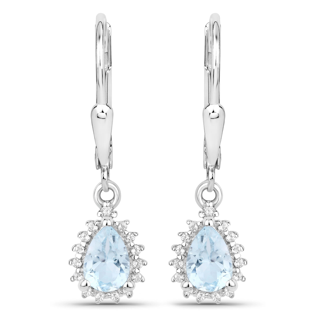 Sterling Silver Blue Topaz Necklace and Earring Set
