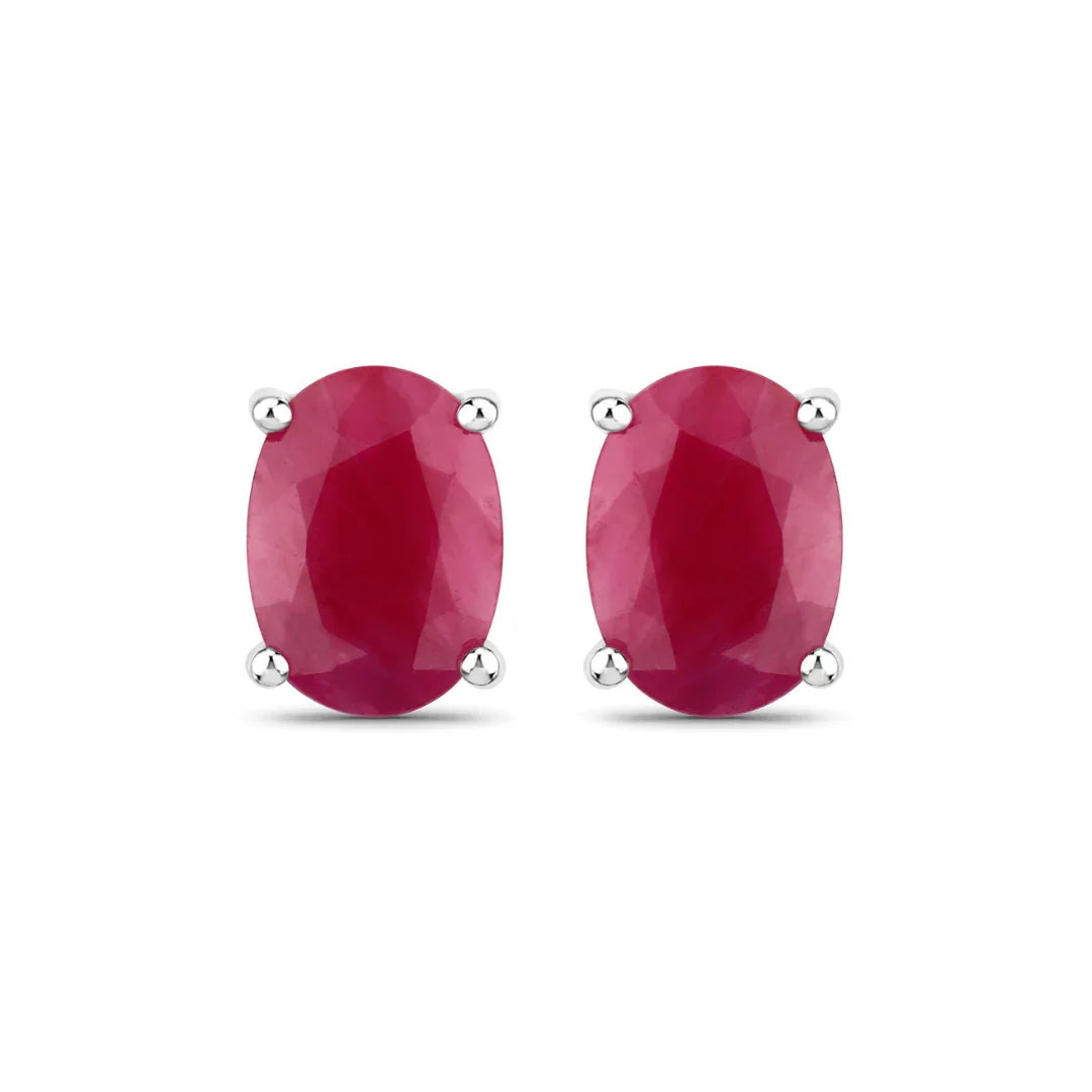 Genuine Ruby 10K Gold Stud Earrings