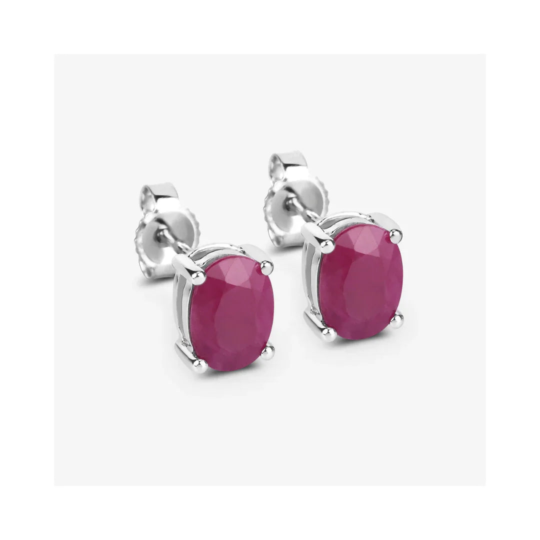 Genuine Ruby 10K Gold Stud Earrings