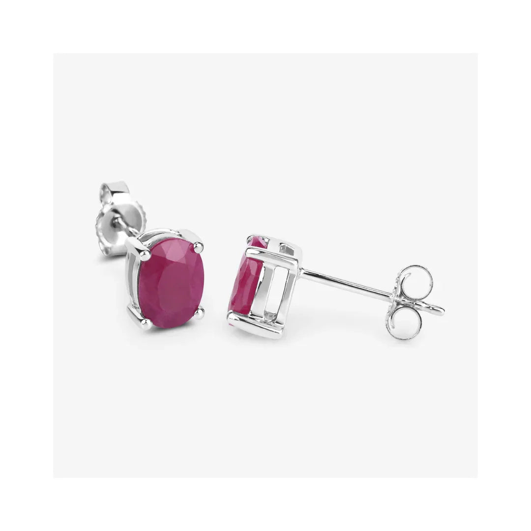 Genuine Ruby 10K Gold Stud Earrings