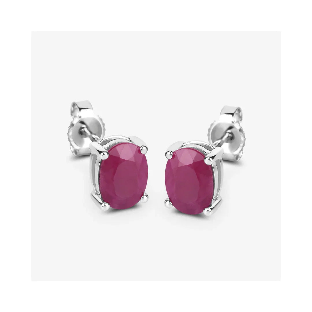 Genuine Ruby 10K Gold Stud Earrings