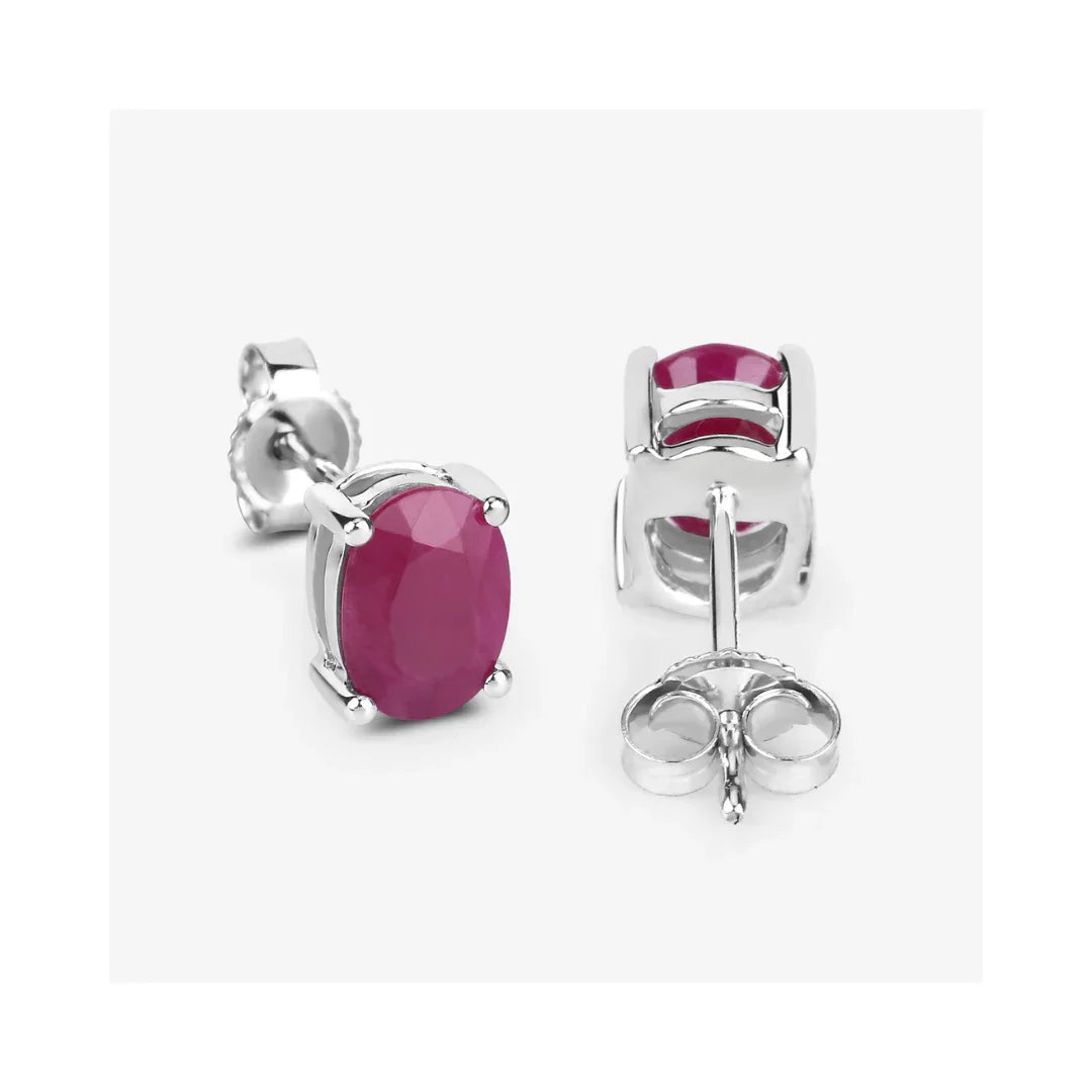 Genuine Ruby 10K Gold Stud Earrings