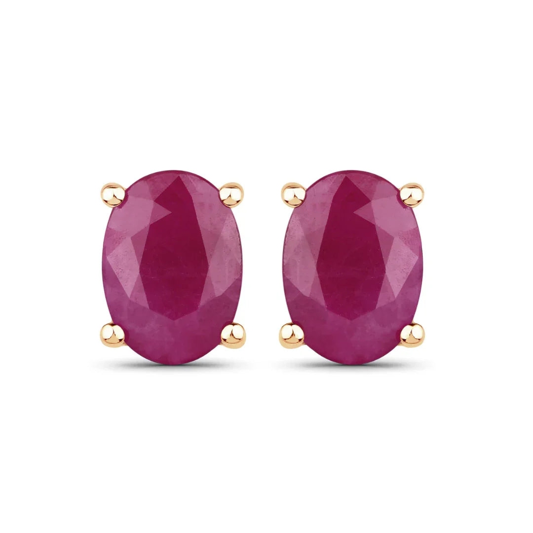 Genuine Ruby 10K Gold Stud Earrings