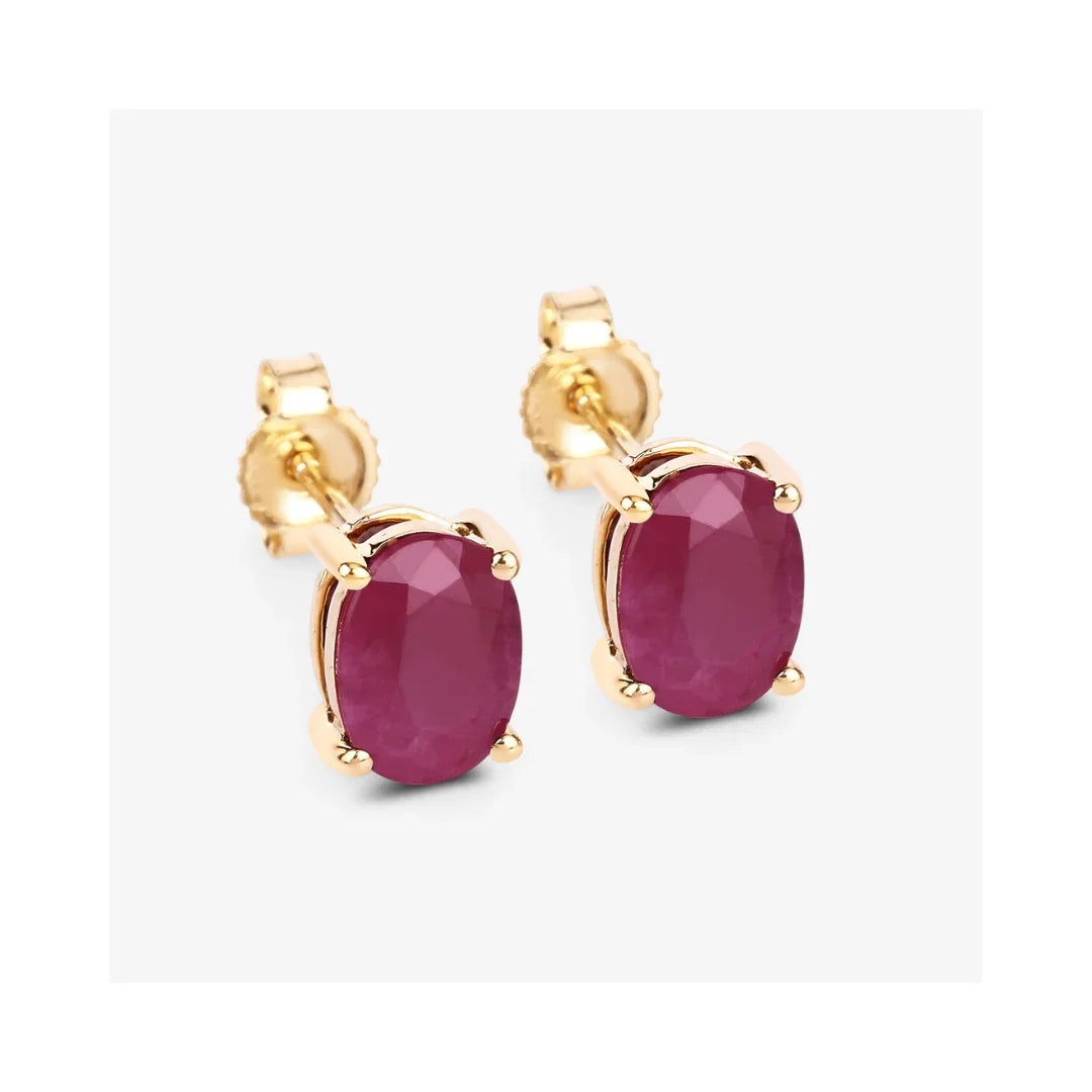 Genuine Ruby 10K Gold Stud Earrings