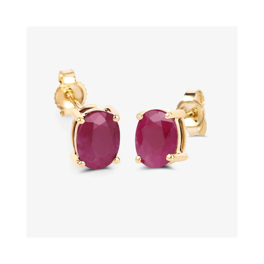 Genuine Ruby 10K Gold Stud Earrings