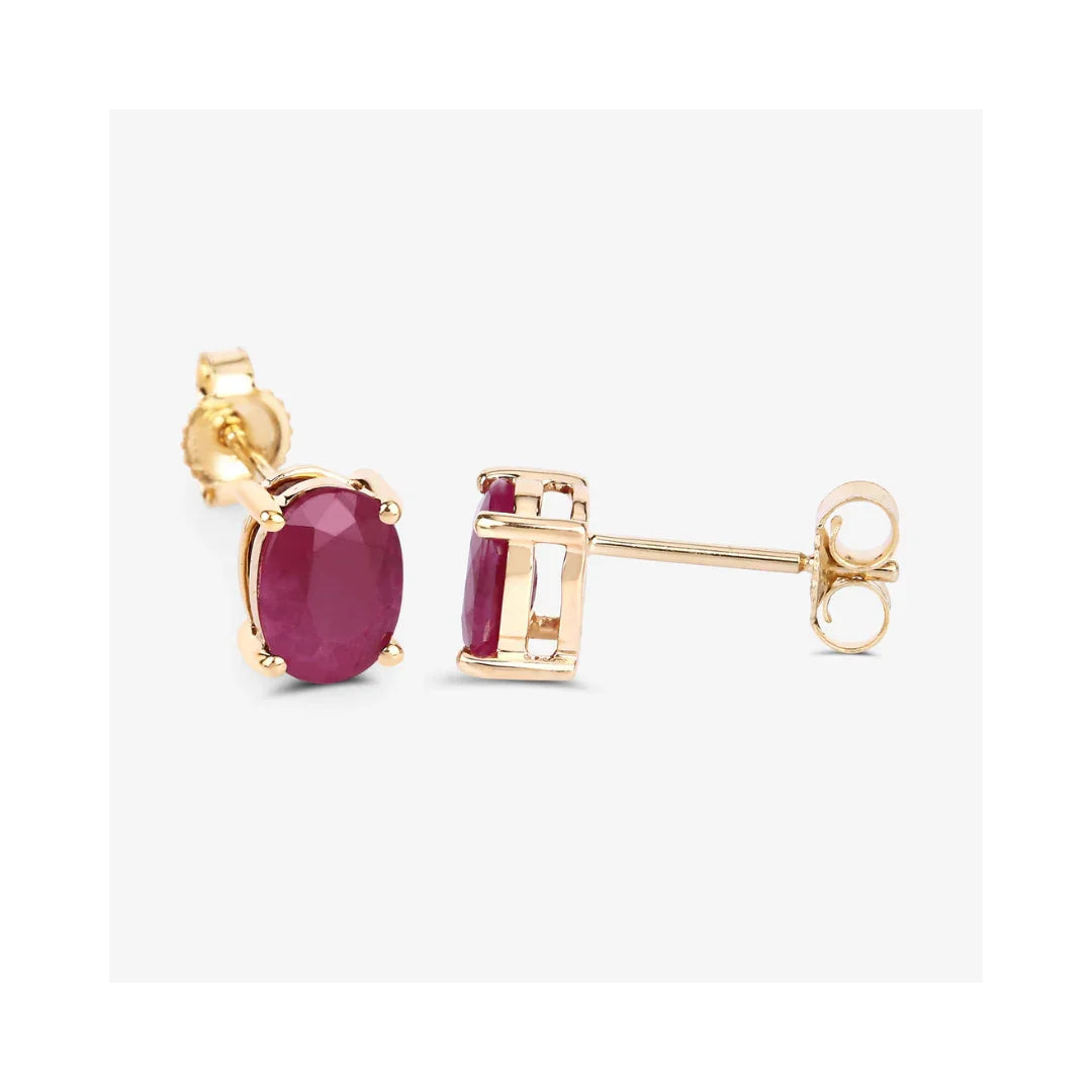 Genuine Ruby 10K Gold Stud Earrings