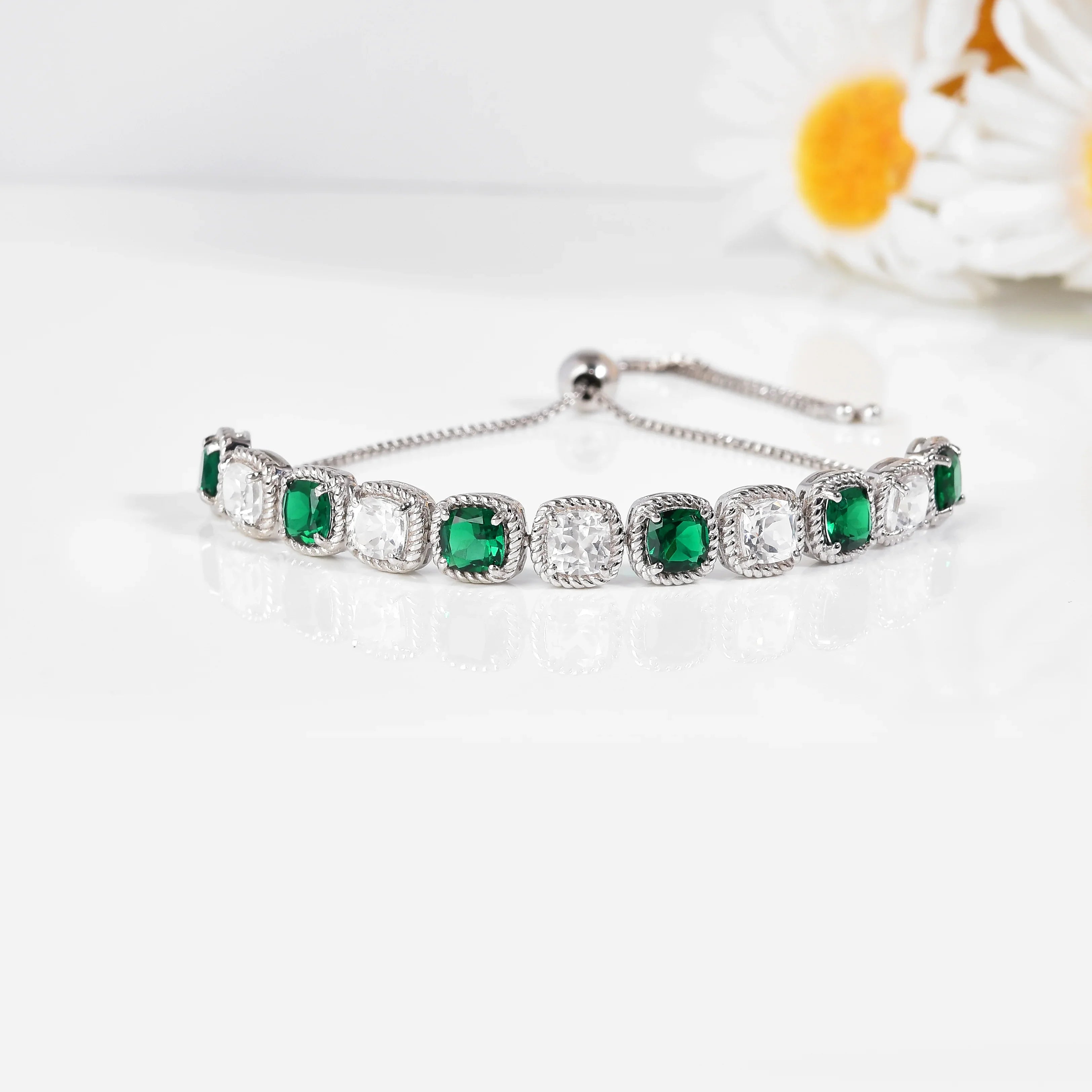 Created Green Emerald Tennis Bracelet