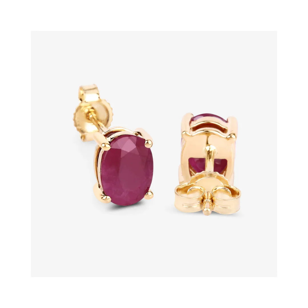 Genuine Ruby 10K Gold Stud Earrings