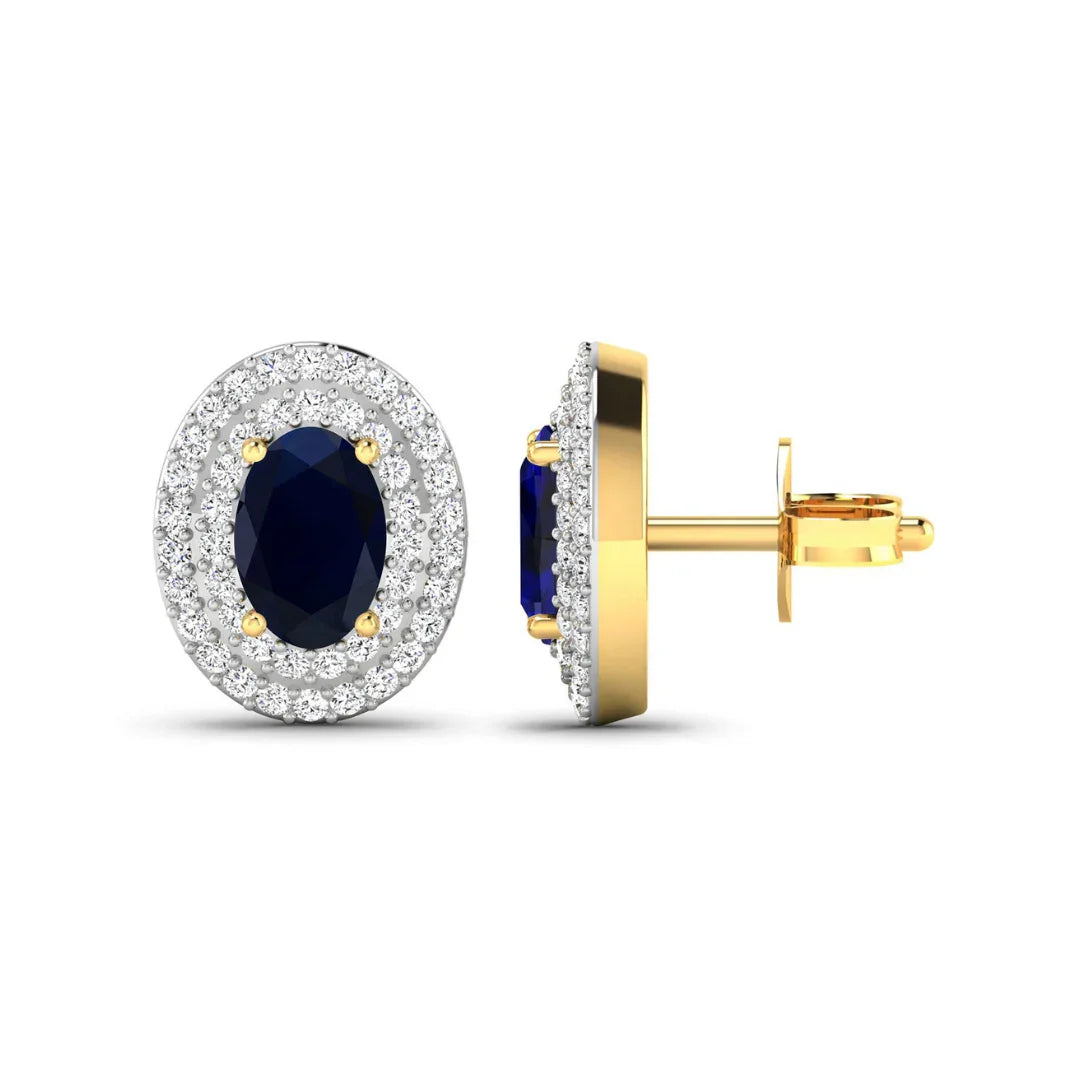 Genuine Sapphire Diamond Studs