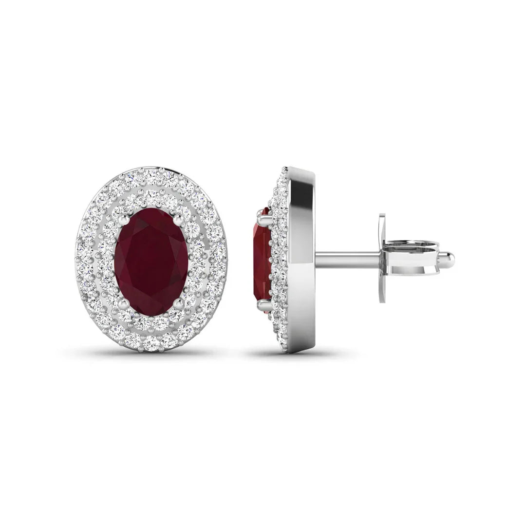 Genuine Ruby and Diamond Studs