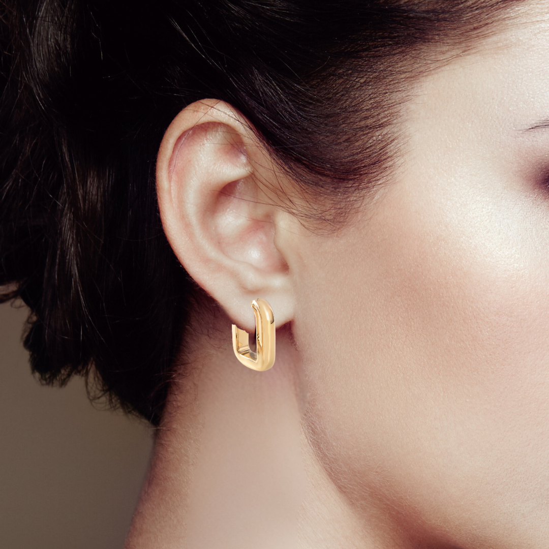 18K Gold Vermeil Rectangular Hoop Earrings