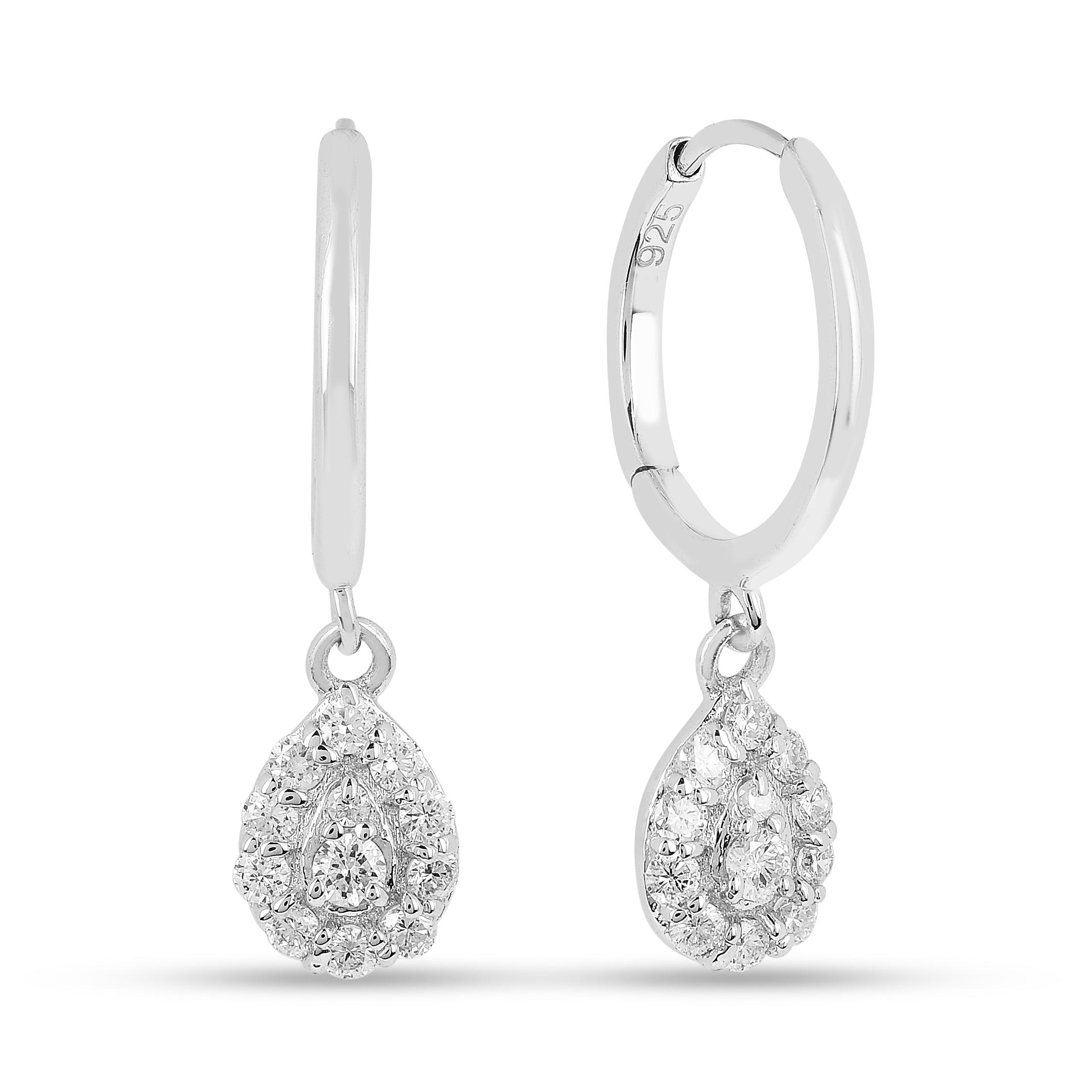 Lab Grown Diamond TearDrop Hoops Diamond Huggie Earrings For Women
