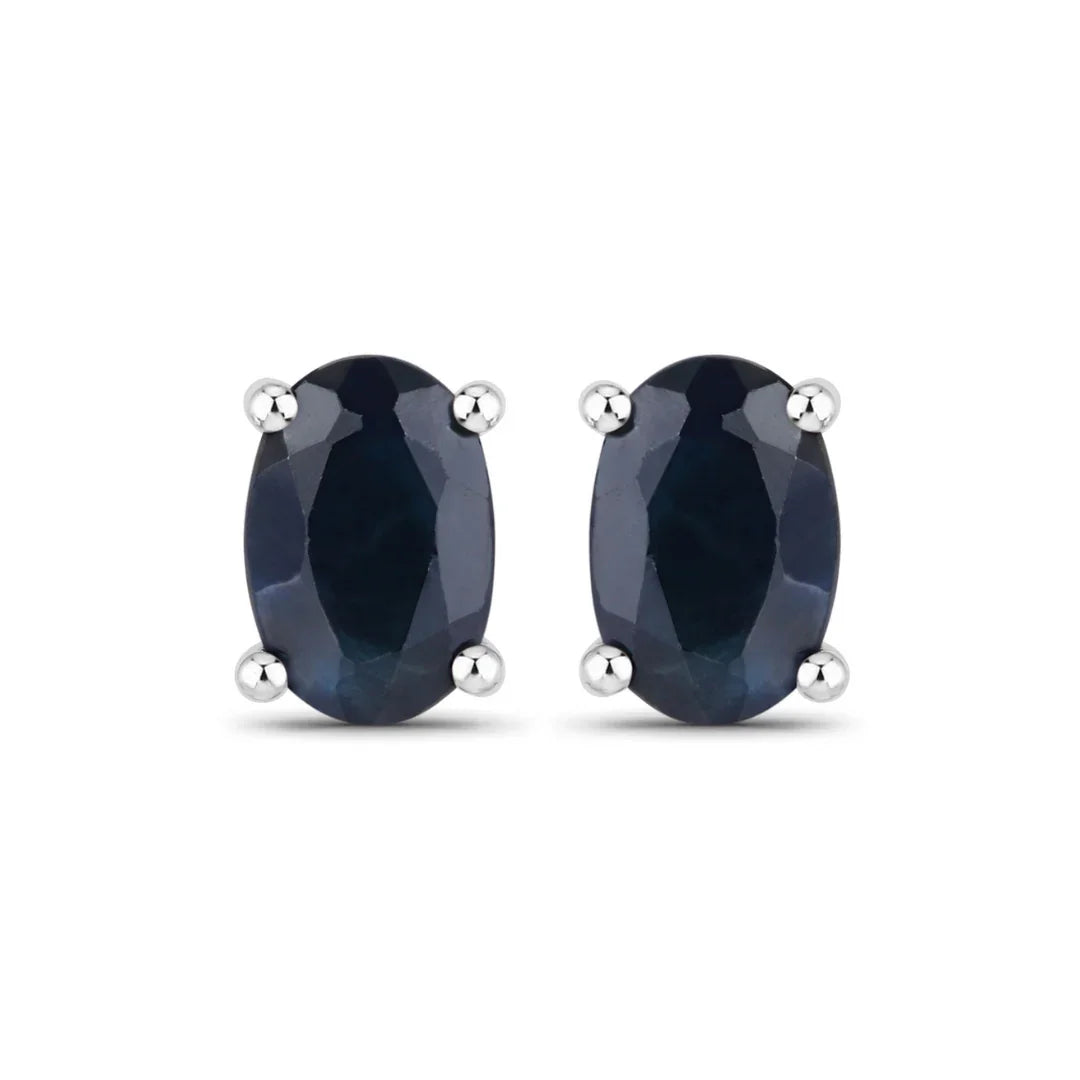 Genuine Blue Sapphire 10K Gold Studs Earrings