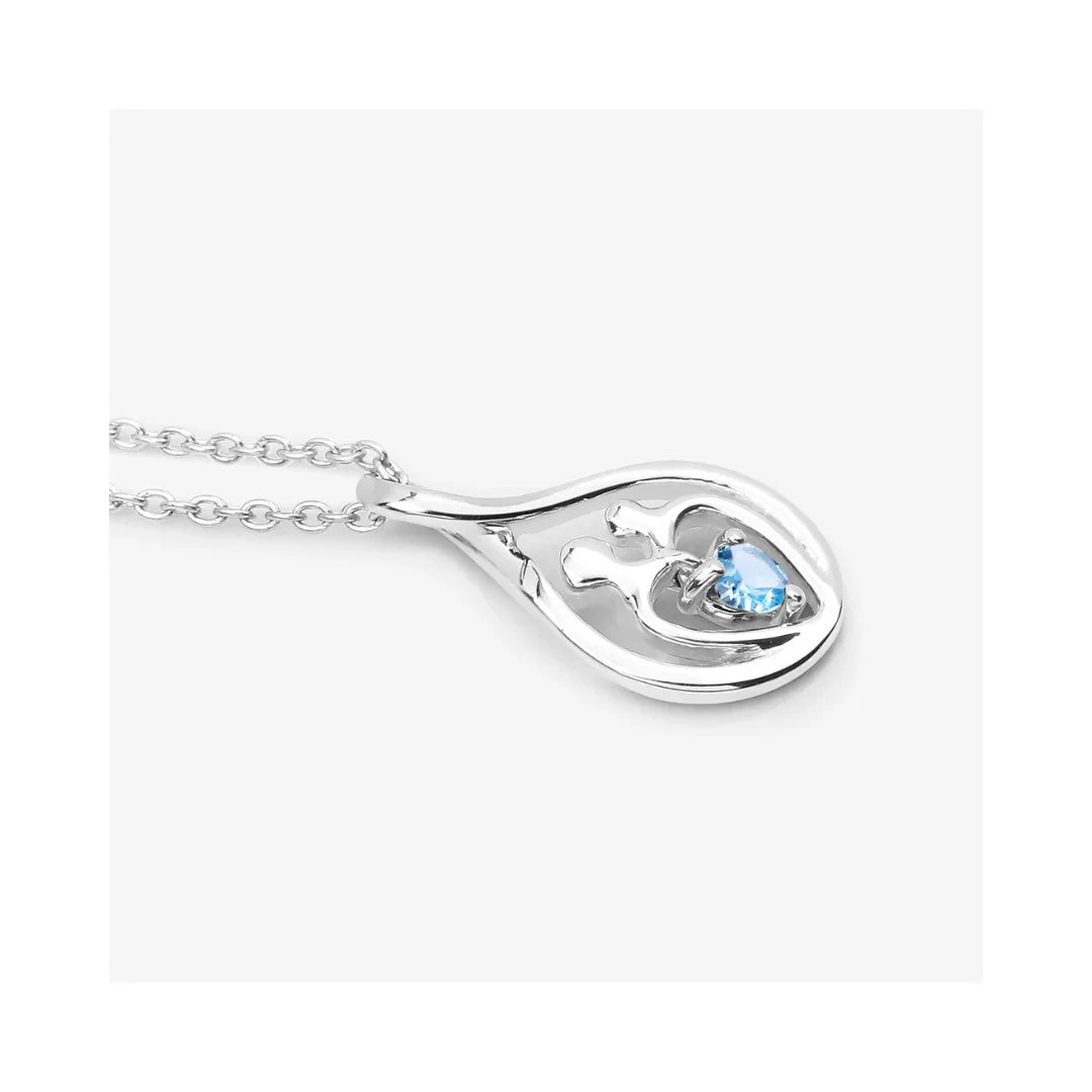 Genuine Swiss Blue Topaz Mom Infinity Pendant Necklace
