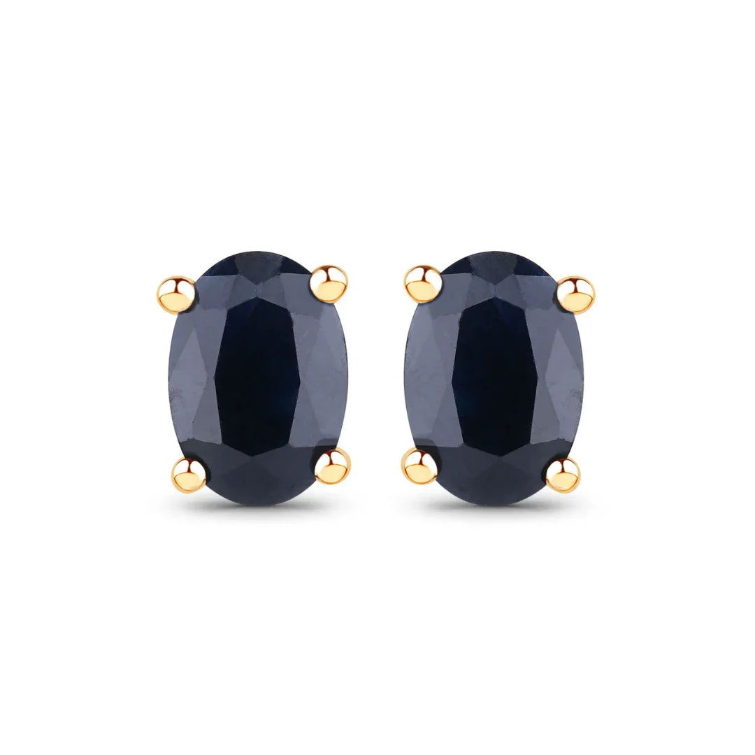 Genuine Blue Sapphire 10K Gold Studs Earrings